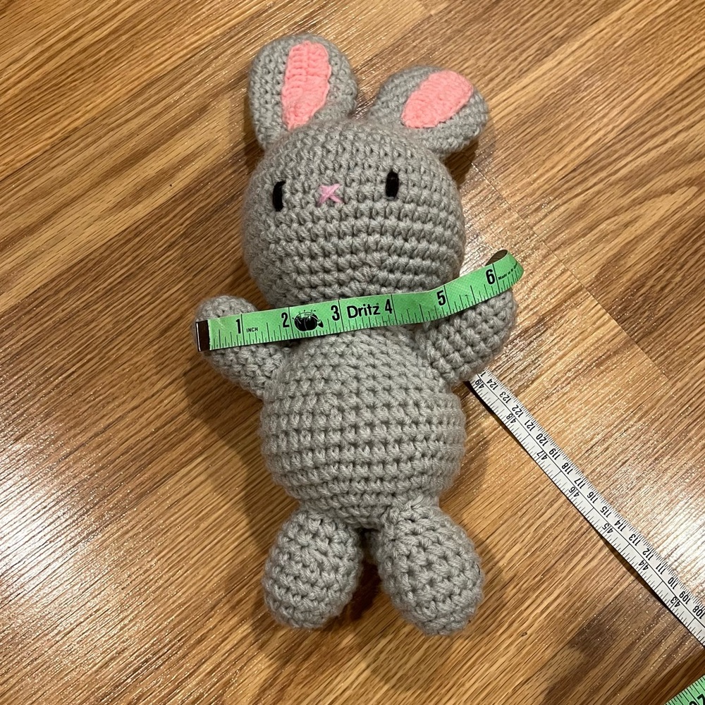 Crocheted Gray Stuffed Bunny Rabbit - Picture 4 of 4
